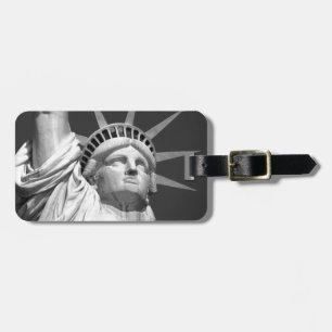 Étiquette À Bagage Statue noire et blanche de la Liberté