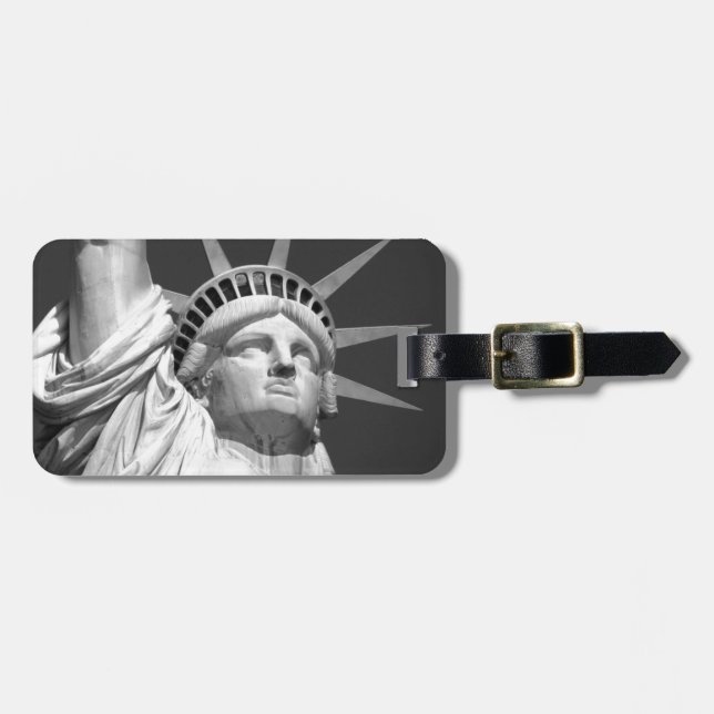 Étiquette À Bagage Statue noire et blanche de la Liberté (Devant horizontal)