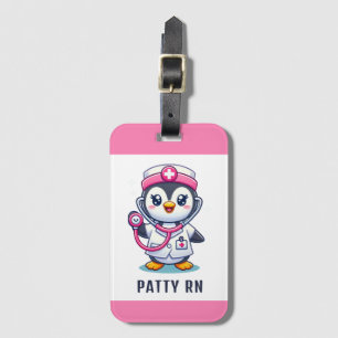 Étiquette À Bagage Stethoscope rose Infirmier pinguin mignon personna