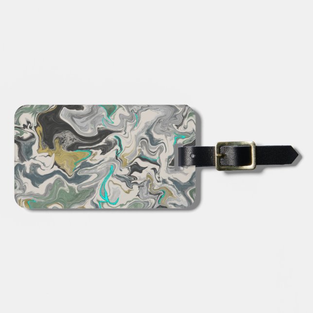 Étiquette À Bagage Stone Marbling with Turquoise Veins Double-sided (Devant horizontal)