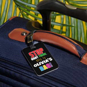 Étiquette À Bagage STOP, Un design amusant et coloré - Personnalisé