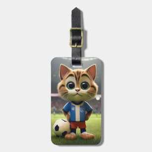 Étiquette À Bagage "Striker Purr-fect : Le Chat de Football 3D"