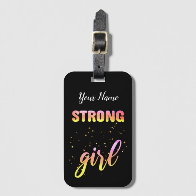 Étiquette À Bagage Strong Girl Pastel Star (Devant Vertical)