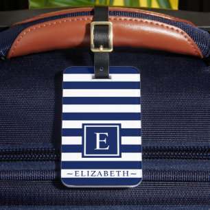 Étiquette À Bagage Style coloris bleu marine foncé personnalisable
