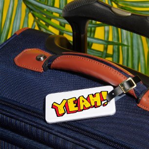 Étiquette À Bagage Style comique Ouais Texte Graphique en gras Jaune
