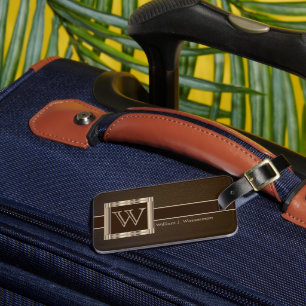 Étiquette À Bagage Style Cuir Brown Monogramme
