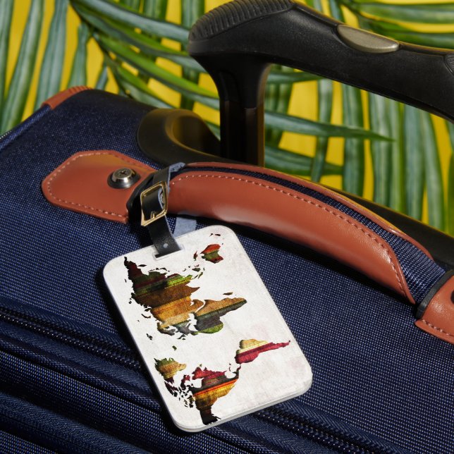 Étiquette À Bagage Style rayé de cru de carte du monde (Insitu Rectoal 1)