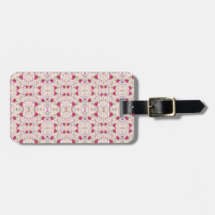 Étiquette À Bagage Stylé rouge et violet imprimé à fleurs sur rose vi