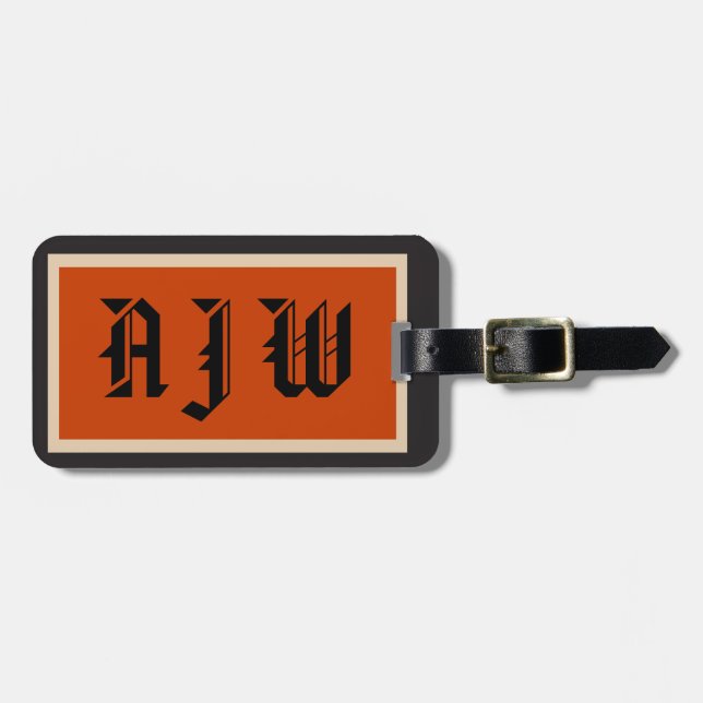 Étiquette À Bagage Style traditionnel d'initiales de monogramme (Devant horizontal)