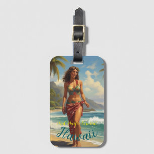 Étiquette À Bagage Style vintage Hawaiian Travel Honolulu Mid-Pacific