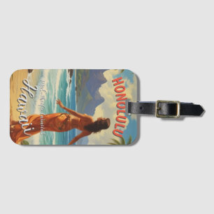 Étiquette À Bagage Style vintage Hawaiian Travel Honolulu Mid-Pacific