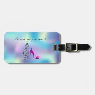 Étiquette À Bagage Suivez vos rêves, talons, clé violine Holographiqu