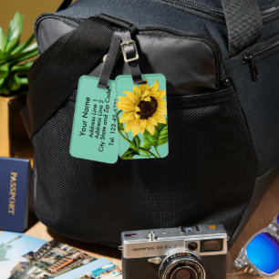 Étiquette À Bagage Sunflower Botanical Personnalisé