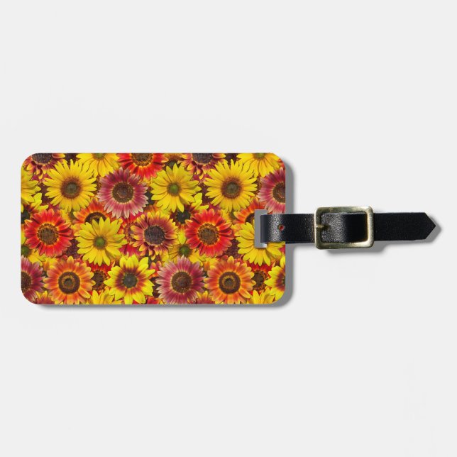 Étiquette À Bagage Sunflowers Motif sans couture (Devant horizontal)