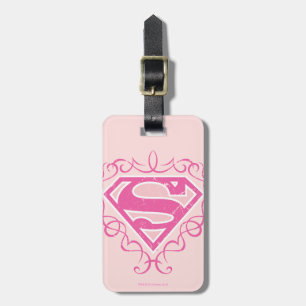 Étiquette À Bagage Supergirl Pink Stripes