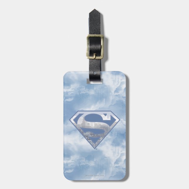 Étiquette À Bagage Superman S-Shield | Logo de la ville bleu clair (Devant Vertical)