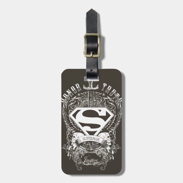 Étiquette À Bagage Superman Stylisé | Logo d'honneur, vérité et justi (Devant Vertical)