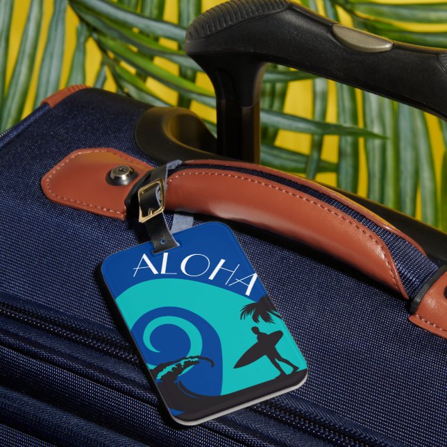 Étiquette À Bagage Surf d'Aloha et palmiers (Insitu Rectoal 1)