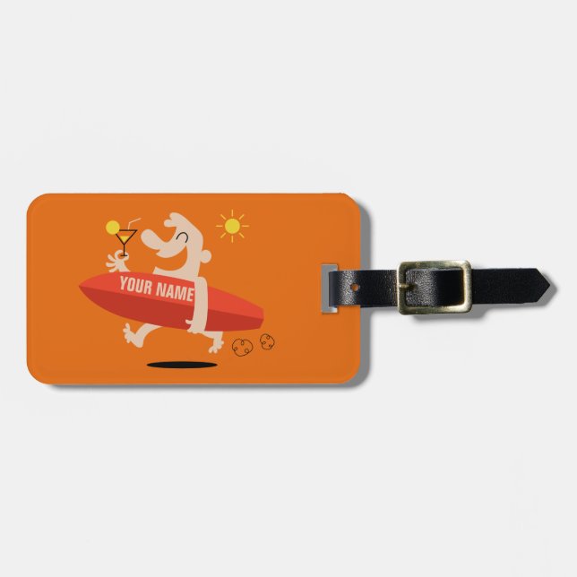 Étiquette À Bagage Surfer drôle avec l'étiquette faite sur commande (Devant horizontal)