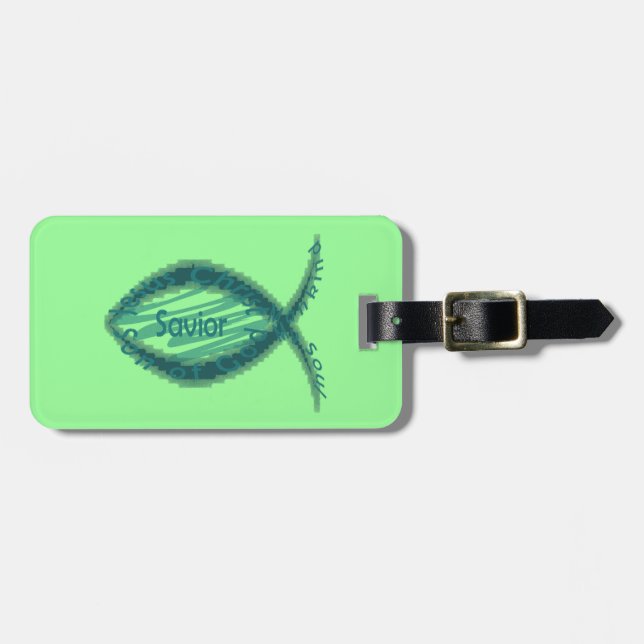 Étiquette À Bagage Symbole chrétien de poissons de sauveur de Jésus (Devant horizontal)