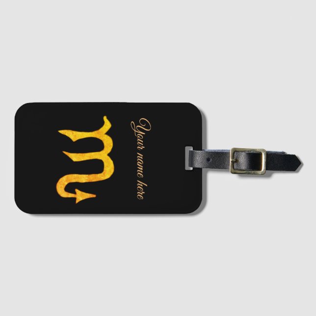 Étiquette À Bagage Symbole d'astrologie Golden Scorpio (Devant Horizontal)