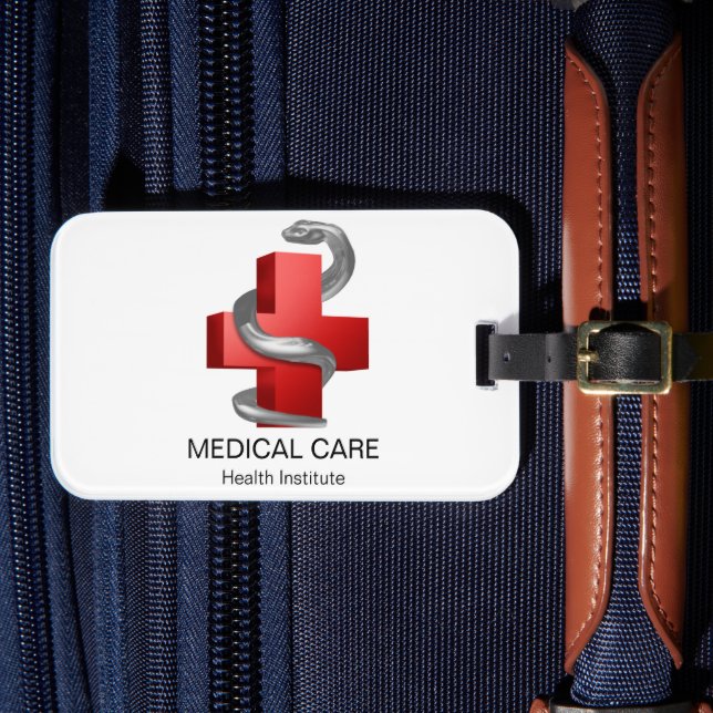 Étiquette À Bagage Symbole de croix Médicale rouge serpent d'argent (Insitu Rectoal 4)