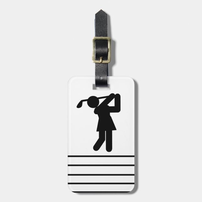 Étiquette À Bagage Symbole de golf - Femme Golfing (Devant Vertical)