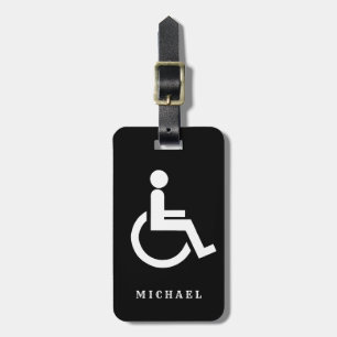 Étiquette À Bagage Symbole de handicap noir et blanc arrondi