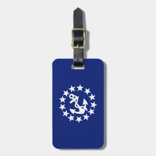 Étiquette À Bagage Symbole de l'Ancre du drapeau du yacht sur bleu