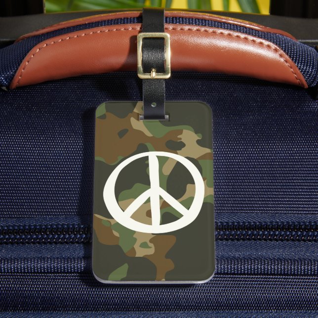 Étiquette À Bagage SYMBOLE DE PAIX - Camouflage hippie vert kaki (Insitu Rectoal 2)