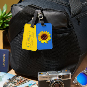 Étiquette À Bagage Symbole de paix tournesol ukrainien signe d'amour 