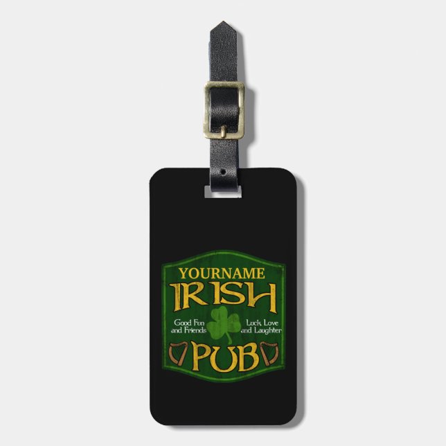 Étiquette À Bagage Symbole de pub irlandais personnalisé (Devant Vertical)