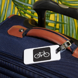 Étiquette À Bagage Symbole de vélo noir et blanc