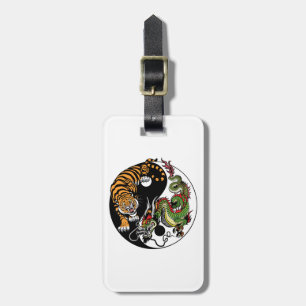 Étiquette À Bagage symbole de yang de yin de dragon et de tigre