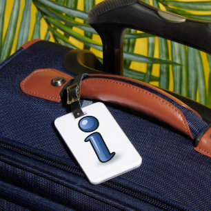 Étiquette À Bagage Symbole d'icône d'information Bleu Glossy