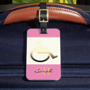 Étiquette À Bagage Symbole et monogrammed / Balise de bagage rose dés