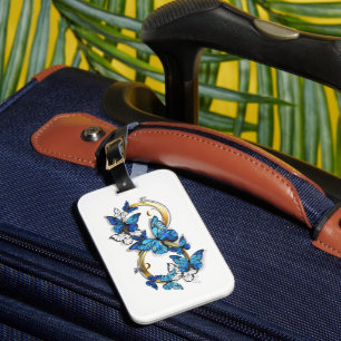 Étiquette À Bagage Symbole infini de papillons Morpho bleus