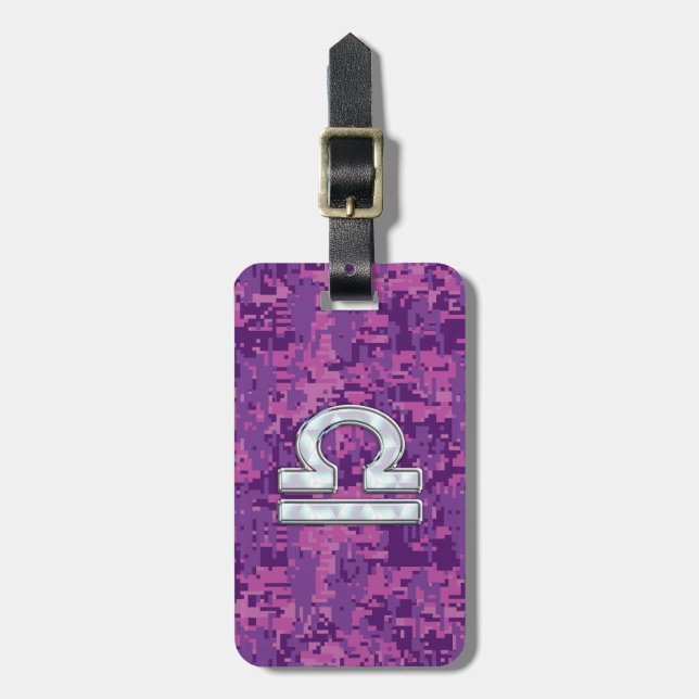 Étiquette À Bagage Symbole Zodiaque de la Libra moderne sur Camo numé (Devant Vertical)