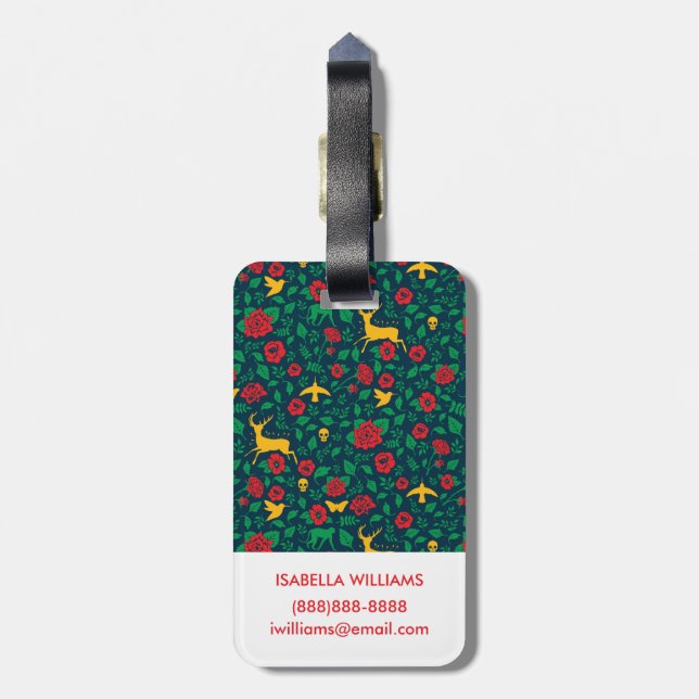 Étiquette À Bagage Symboles de la vie de Frida Kahlo | (Dos Vertical)