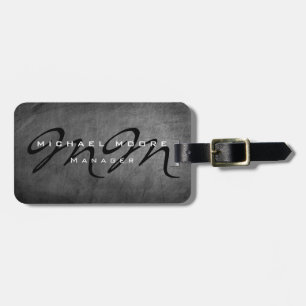 Étiquette À Bagage Tableau noir gris Gras Monogramme minimaliste mode