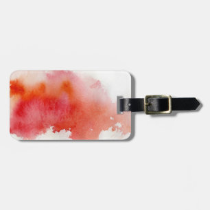 Étiquette À Bagage Tache rouge, peint à la main abstrait d'aquarelle