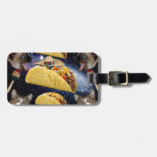 Étiquette À Bagage Tacos et chats (Devant horizontal)