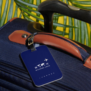 Étiquette À Bagage Tag avec le nom du monde moderne Voyage Blue Lugga
