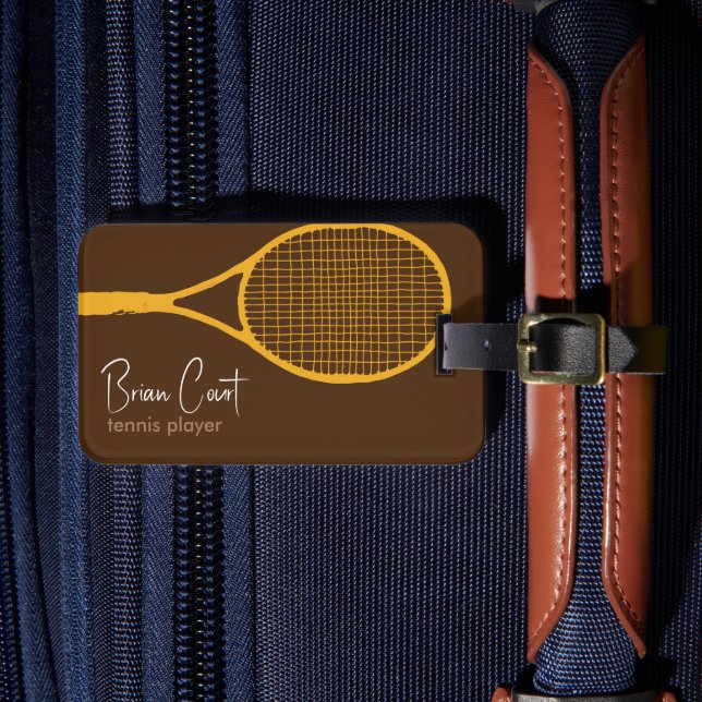 Étiquette À Bagage Tag de bagage Brown personnalisé Racquet de tennis (Insitu Rectoal 4)