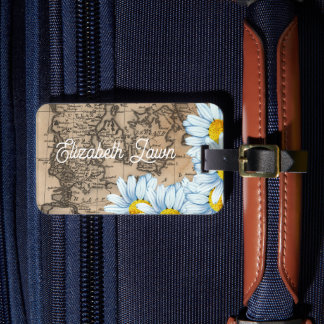Étiquette À Bagage Tag de bagage floral personnalisé Carte du monde v