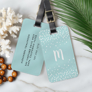 Étiquette À Bagage Tag de bagage Monogramme de points Confetti Mer
