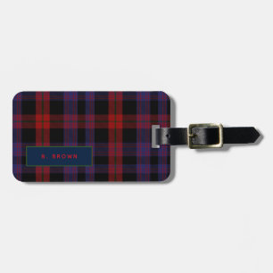 Étiquette À Bagage Tag de bagage personnalisé BROWN Tartan Mens