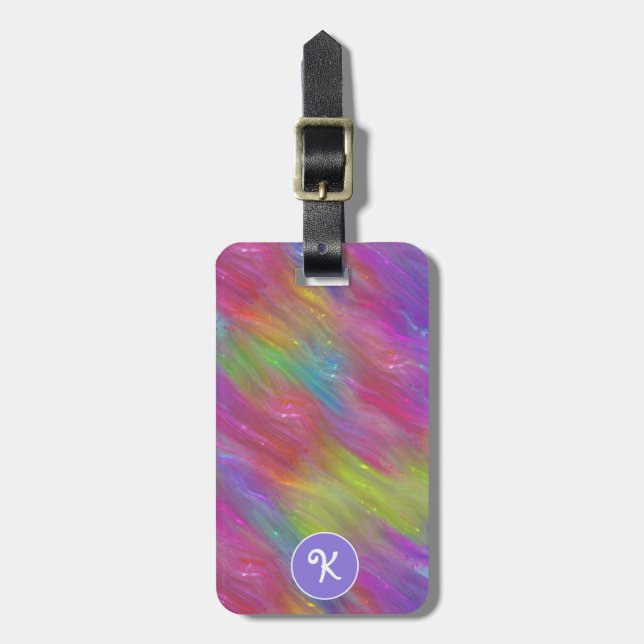 Étiquette À Bagage Tag de bagage personnalisé en verre arc-en-ciel fo (Devant Vertical)