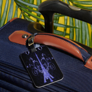 Étiquette À Bagage Tag de bagage Tour Eiffel Purple Floral