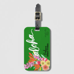 Étiquette À Bagage Tag de fleur tropicale Aloha - Malama Honua Ohana